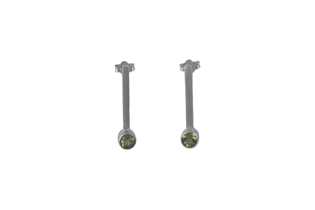 Hello Princess Earrings in Sterling silver and 2 green quartz stones. Enjoy a little everyday glamour with your very own Hello Princess Earrings.