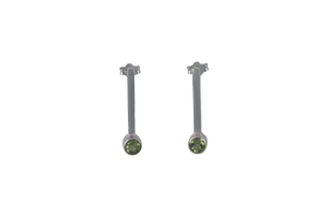 Hello Princess Earrings in Sterling silver and 2 green quartz stones. Enjoy a little everyday glamour with your very own Hello Princess Earrings.