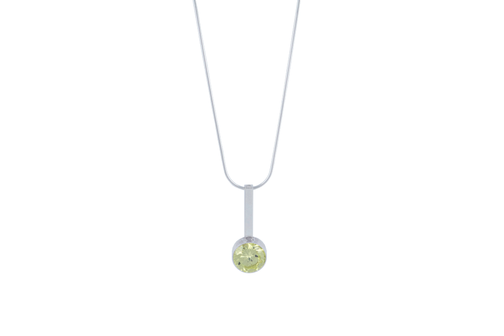 Hello Princess Pendant in Sterling Silver and 1 green quartz stone. Necklace is included. Enjoy a little everyday glamour with your very own Hello Princess Pendant.
